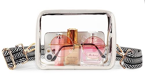 WEDDINGHELPER Clear Purse for Women:Clear Bag Stadium Approved, Crossbody Shoulder Bag with 2 Adjustable Purse Straps for Sporting Events Concerts(B-Red-2)